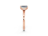 Rose gold Emerald Cut Moissanite Solitaire Ring with Thin Band and Prong Setting_14