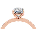 Rose gold Emerald Cut Moissanite Solitaire Ring with Thin Band and Prong Setting_16