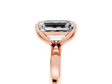 Rose gold Emerald Cut Moissanite Solitaire Ring with Thin Band and Prong Setting_17