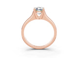 Rose gold Emerald Cut Moissanite Solitaire Ring with Wide Band and Prong Setting_3