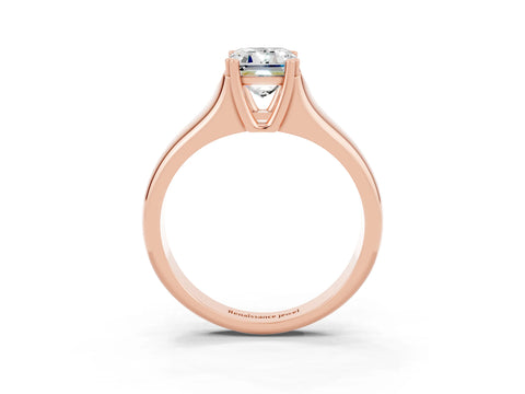 Rose gold Emerald Cut Moissanite Solitaire Ring with Wide Band and Prong Setting_3