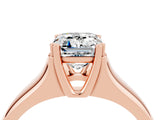 Rose gold Emerald Cut Moissanite Solitaire Ring with Wide Band and Prong Setting_4