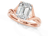 Rose gold Emerald Cut Moissanite Solitaire Twist Band Prong Setting Ring_49