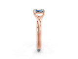 Rose gold Emerald Cut Moissanite Solitaire Twist Band Prong Setting Ring_50
