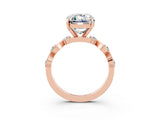 Rose gold Emerald Cut Moissanite Solitaire Twisted Band with Round  Accents and Prong Setting_15