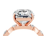 Rose gold Emerald Cut Moissanite Solitaire Twisted Band with Round  Accents and Prong Setting_16