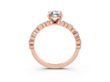 Rose gold Emerald Cut Moissanite Solitaire with Side Stones, Pave Band, Four-Prong Setting_51