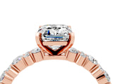 Rose gold Emerald Cut Moissanite Solitaire with Side Stones, Pave Band, Four-Prong Setting_52