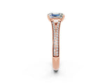 Rose gold Emerald Cut Moissanite Split Shank Engagement Ring with Pavé Band_2