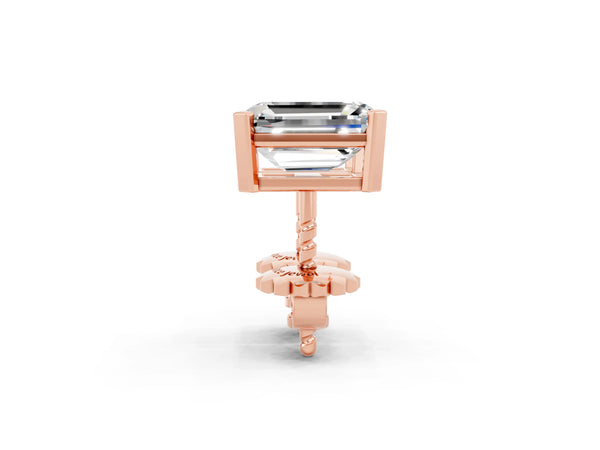 Rose gold Emerald Cut Moissanite Stud Earrings