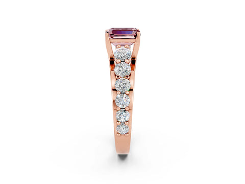 Rose gold Emerald Cut Morganite Engagement Ring with Pavé Band and Four-Prong Setting_2