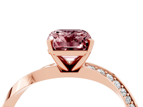 Rose gold Emerald Cut Morganite Engagement Ring with Side Stone Accents and Four-Prong Setting_31