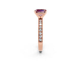 Rose gold Emerald Cut Morganite Milgrain Pavé Engagement Ring with Four-Prong Setting_14