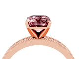 Rose gold Emerald Cut Morganite Milgrain Pavé Engagement Ring with Four-Prong Setting_16