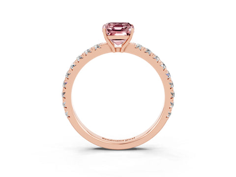 Rose gold Emerald Cut Morganite Pavé Solitaire Engagement Ring with Four-Prong Setting_15