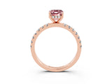Rose gold Emerald Cut Morganite Pave Band Solitaire Ring with Four-Prong Setting_27