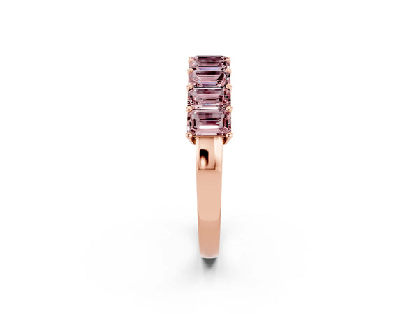 Rose gold Emerald Cut Morganite Prong-Set Eternity Band