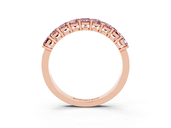 Rose gold Emerald Cut Morganite Prong-Set Eternity Band