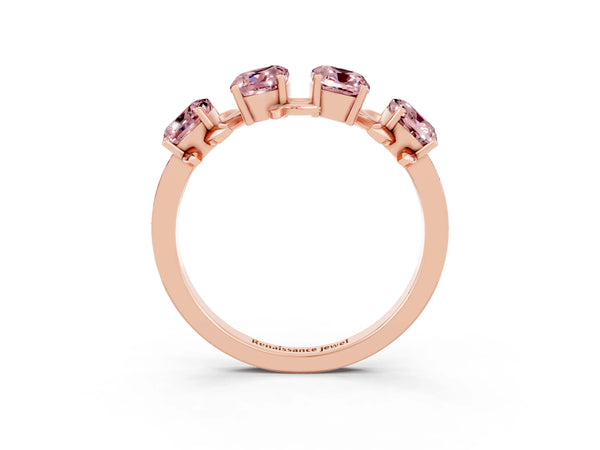 Rose gold Emerald Cut Morganite Prong-Set Half Eternity Band