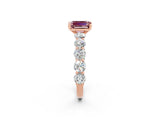 Rose gold Emerald Cut Morganite Prong Setting with Side Stones on a Pave Band_2