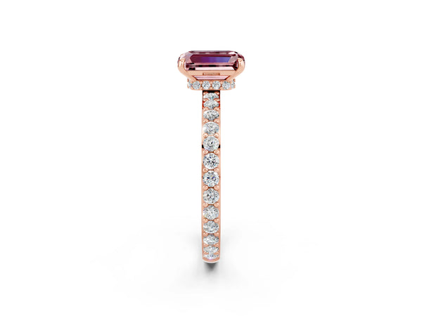 Rose gold Emerald Cut Morganite Pavé Engagement Ring with Round  Accents and Prong Setting