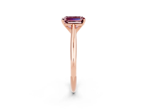Rose gold Emerald Cut Morganite Solitaire Engagement Ring with Cathedral Setting and Four-Prong Mount_14