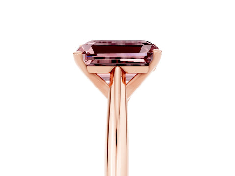 Rose gold Emerald Cut Morganite Solitaire Engagement Ring with Cathedral Setting and Four-Prong Mount_17