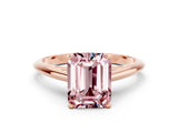 Rose gold Emerald Cut Morganite Solitaire Engagement Ring with Cathedral Setting and Four-Prong Mount_24