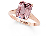 Rose gold Emerald Cut Morganite Solitaire Engagement Ring with Cathedral Setting and Four-Prong Mount_25