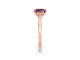 Rose gold Emerald Cut Morganite Solitaire Engagement Ring with Cathedral Setting and Four-Prong Mount_26