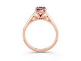 Rose gold Emerald Cut Morganite Solitaire Engagement Ring with Cathedral Setting and Four-Prong Mount_27