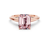 Rose gold Emerald Cut Morganite Solitaire Engagement Ring with Cathedral Setting and Four-Prong Mount_30