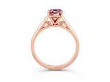 Rose gold Emerald Cut Morganite Solitaire Engagement Ring with Cathedral Setting and Four-Prong Mount_33