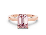 Rose gold Emerald Cut Morganite Solitaire Engagement Ring with Classic Band and Four-Prong Setting_24