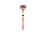 Rose gold Emerald Cut Morganite Solitaire Engagement Ring with Classic Band and Four-Prong Setting_26