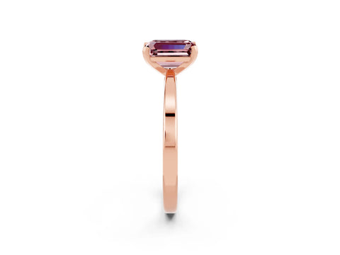 Rose gold Emerald Cut Morganite Solitaire Engagement Ring with Classic Band and Four-Prong Setting_26