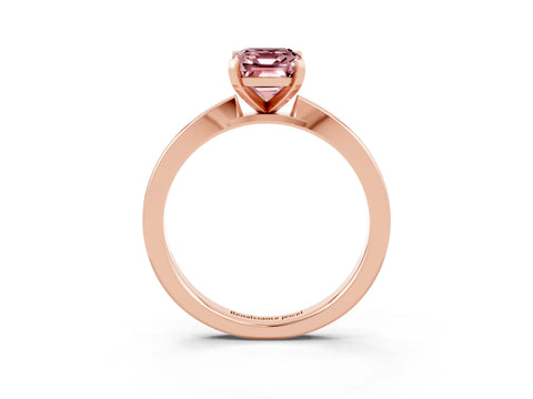 Rose gold Emerald Cut Morganite Solitaire Engagement Ring with Classic Band and Four-Prong Setting_27