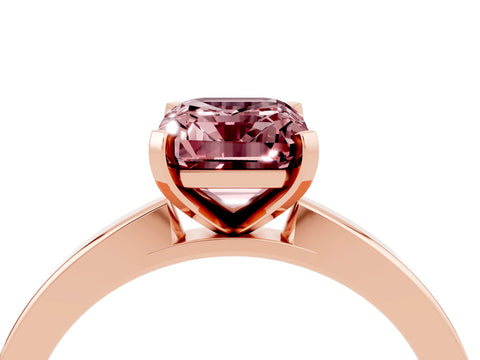 Rose gold Emerald Cut Morganite Solitaire Engagement Ring with Classic Band and Four-Prong Setting_28