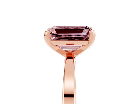 Rose gold Emerald Cut Morganite Solitaire Engagement Ring with Classic Band and Four-Prong Setting_29