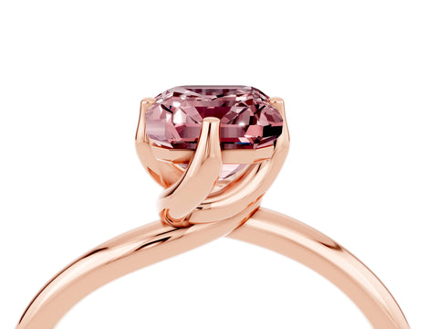 Rose gold Emerald Cut Morganite Solitaire Engagement Ring with Four-Prong Setting and Classic Band_16