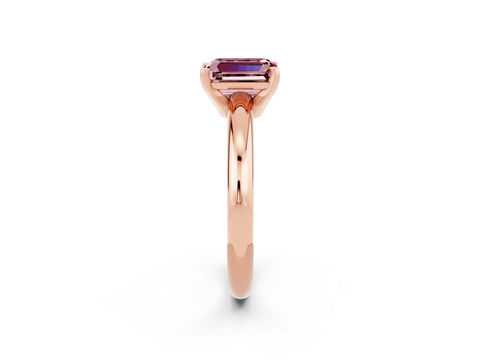 Rose gold Emerald Cut Morganite Solitaire Engagement Ring with Round Band and Four-Prong Setting_2