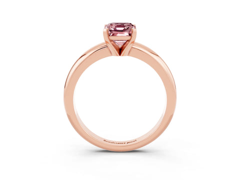 Rose gold Emerald Cut Morganite Solitaire Engagement Ring with Round Band and Four-Prong Setting_3