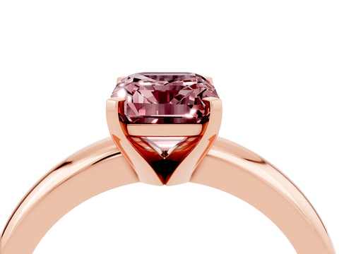 Rose gold Emerald Cut Morganite Solitaire Engagement Ring with Round Band and Four-Prong Setting_4