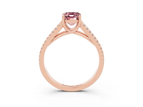 Rose gold Emerald Cut Morganite Solitaire Engagement Ring with Split Shank Pavé Band_3