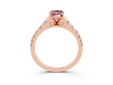 Rose gold Emerald Cut Morganite Solitaire Ring with Cathedral Setting and Pavé Band_3
