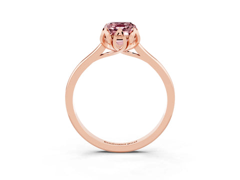 Rose gold Emerald Cut Morganite Solitaire Ring with Flower Prong Setting and Classic Band_15