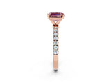 Rose gold Emerald Cut Morganite Solitaire Ring with Pavé Accents and Four-Prong Setting_2