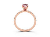 Rose gold Emerald Cut Morganite Solitaire Ring with Pavé Accents and Four-Prong Setting_3