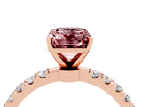 Rose gold Emerald Cut Morganite Solitaire Ring with Pavé Accents and Four-Prong Setting_4