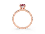 Rose gold Emerald Cut Morganite Solitaire Ring with Pavé Band and Four-Prong Setting_27